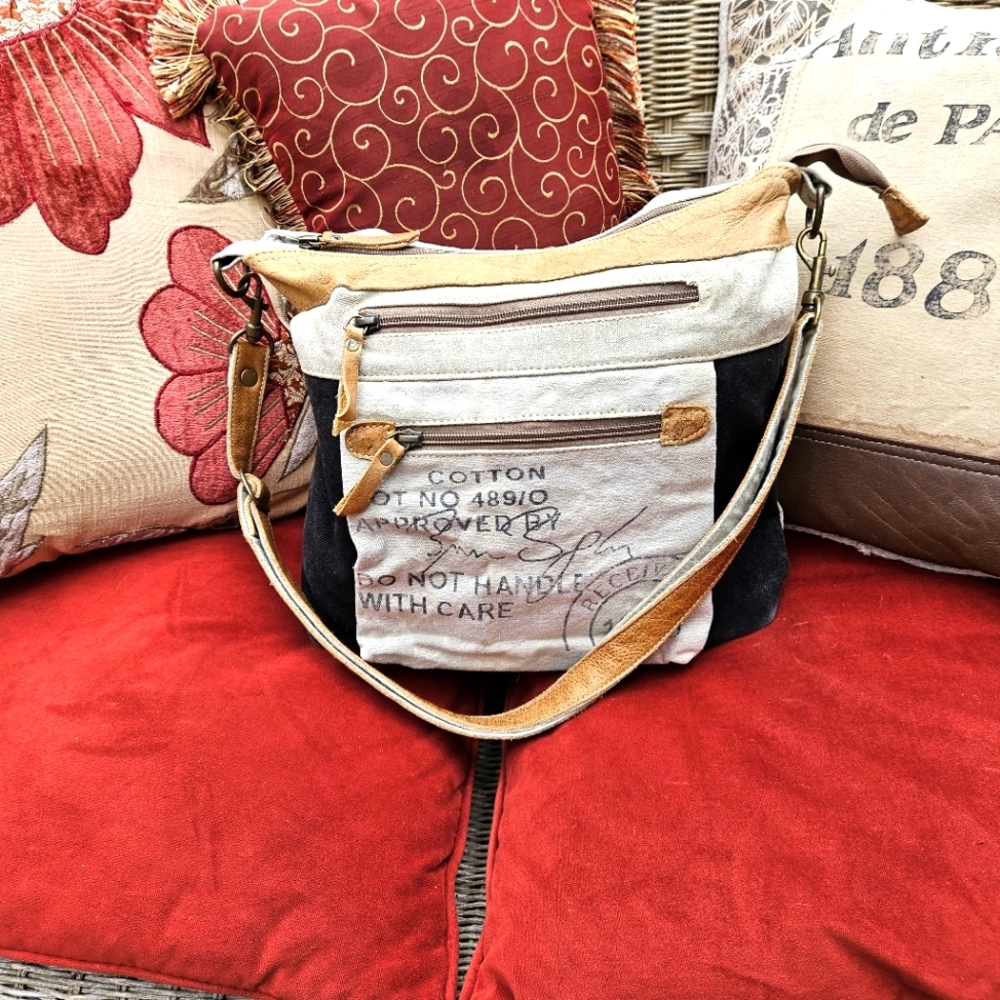 Myra bag canvas and leather crossbody/shoulder bag